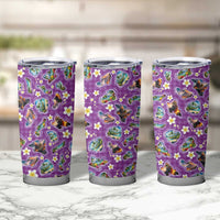 Hawaiian Island Shapes-Iconic Landscape Tumbler Cup with Plumeria and Palaka Purple Color