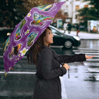Hawaiian Island Shapes-Iconic Landscape Umbrella with Plumeria and Palaka Purple Color