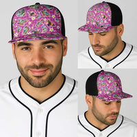 Hawaiian Island Shapes-Iconic Landscape Baseball Net Cap with Plumeria and Palaka Pink Color LT03 - Polynesian Pride