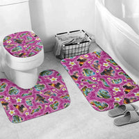 Hawaiian Island Shapes-Iconic Landscape Bathroom Set with Plumeria and Palaka Pink Color LT03 Mat Set Only (3 pcs) One Size Pink - Polynesian Pride