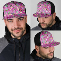 Hawaiian Island Shapes-Iconic Landscape Mesh Trucker Cap with Plumeria and Palaka Pink Color LT03 - Polynesian Pride