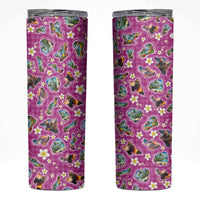 Hawaiian Island Shapes-Iconic Landscape Skinny Tumbler with Plumeria and Palaka Pink Color