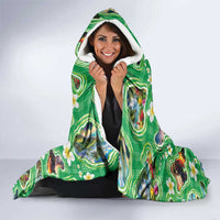 Hawaii Map with Plumeria Flower and Palaka Pattern Hooded Blanket Tropical Island Green Design LT03 - Polynesian Pride