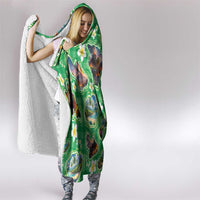 Hawaii Map with Plumeria Flower and Palaka Pattern Hooded Blanket Tropical Island Green Design LT03 - Polynesian Pride