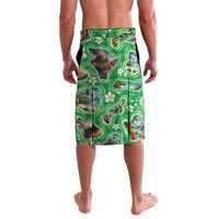 Hawaii Map with Plumeria Flower and Palaka Pattern Lavalava Tropical Island Green Design LT03 - Polynesian Pride