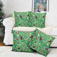 Hawaii Map with Plumeria Flower and Palaka Pattern Pillow Cover Tropical Island Green Design LT03 - Polynesian Pride