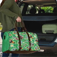 Hawaii Map with Plumeria Flower and Palaka Pattern Travel Bag Tropical Island Green Design LT03 - Polynesian Pride