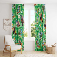 Hawaii Map with Plumeria Flower and Palaka Pattern Window Curtain Tropical Island Green Design LT03 - Polynesian Pride