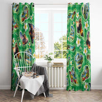 Hawaii Map with Plumeria Flower and Palaka Pattern Window Curtain Tropical Island Green Design LT03 - Polynesian Pride