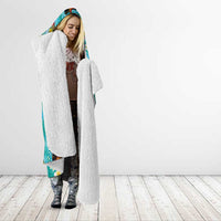 Hawaii Map with Plumeria Flower and Palaka Pattern Hooded Blanket Tropical Island Teal Design LT03 - Polynesian Pride