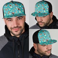 Hawaii Map with Plumeria Flower and Palaka Pattern Mesh Trucker Cap Tropical Island Teal Design LT03 - Polynesian Pride