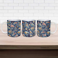 Hawaii Islands Map Design with Japanese Landscape Ceramic Mug Hawaiian Japan Fusion Art Navy Color LT03 - Polynesian Pride