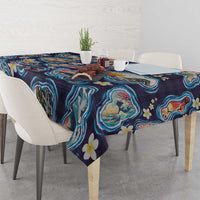 Hawaii Islands Map Design with Japanese Landscape Tablecloth Hawaiian Japan Fusion Art Navy Color LT03 - Polynesian Pride