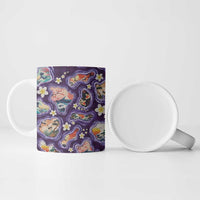 Hawaii Islands Map Design with Japanese Landscape Ceramic Mug Hawaiian Japan Fusion Art Purple Color LT03 - Polynesian Pride