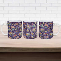 Hawaii Islands Map Design with Japanese Landscape Ceramic Mug Hawaiian Japan Fusion Art Purple Color LT03 - Polynesian Pride