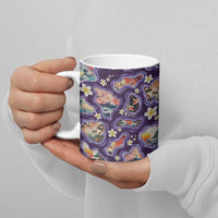 Hawaii Islands Map Design with Japanese Landscape Ceramic Mug Hawaiian Japan Fusion Art Purple Color LT03 - Polynesian Pride