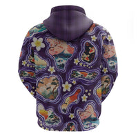 Hawaii Islands Map Design with Japanese Landscape Hoodie Hawaiian Japan Fusion Art Purple Color