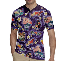 Hawaii Islands Map Design with Japanese Landscape Rugby Jersey Hawaiian Japan Fusion Art Purple Color