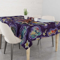 Hawaii Islands Map Design with Japanese Landscape Tablecloth Hawaiian Japan Fusion Art Purple Color LT03 - Polynesian Pride