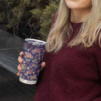 Hawaii Islands Map Design with Japanese Landscape Tumbler Cup Hawaiian Japan Fusion Art Purple Color