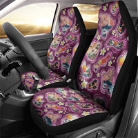 Hawaii Islands Map Design with Japanese Landscape Car Seat Cover Hawaiian Japan Fusion Art Pink Color
