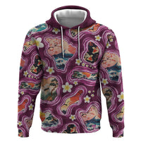 Hawaii Islands Map Design with Japanese Landscape Hoodie Hawaiian Japan Fusion Art Pink Color LT03 Pullover Hoodie Pink - Polynesian Pride