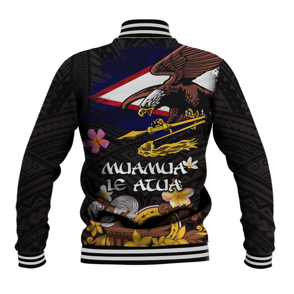 American Samoa Fue and Kava Bowl Baseball Jacket Plumeria and Polynesian Pattern LT03 - Polynesian Pride