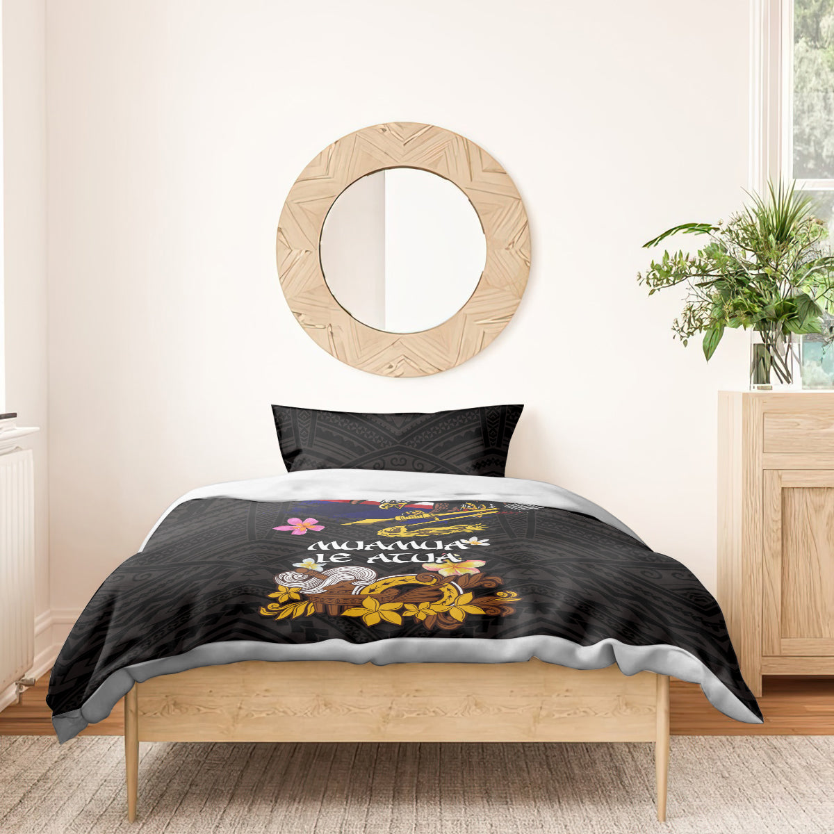 American Samoa Fue and Kava Bowl Bedding Set Plumeria and Polynesian Pattern LT03 - Polynesian Pride