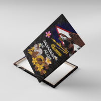 American Samoa Fue and Kava Bowl Canvas Wall Art Plumeria and Polynesian Pattern LT03 With Frame Black - Polynesian Pride