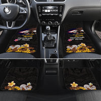 American Samoa Fue and Kava Bowl Car Mats Plumeria and Polynesian Pattern LT03 Set 4pcs Black - Polynesian Pride