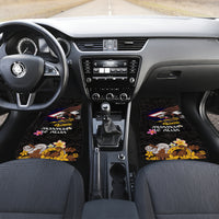 American Samoa Fue and Kava Bowl Car Mats Plumeria and Polynesian Pattern LT03 Set 2pcs - Front Black - Polynesian Pride
