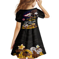 American Samoa Fue and Kava Bowl Family Matching Long Sleeve Bodycon Dress and Hawaiian Shirt Plumeria and Polynesian Pattern