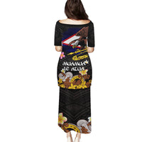 American Samoa Fue and Kava Bowl Family Matching Puletasi and Hawaiian Shirt Plumeria and Polynesian Pattern