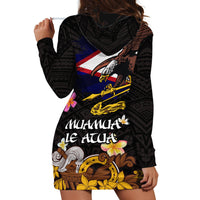 American Samoa Fue and Kava Bowl Hoodie Dress Plumeria and Polynesian Pattern LT03 - Polynesian Pride