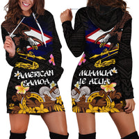 American Samoa Fue and Kava Bowl Hoodie Dress Plumeria and Polynesian Pattern LT03 - Polynesian Pride