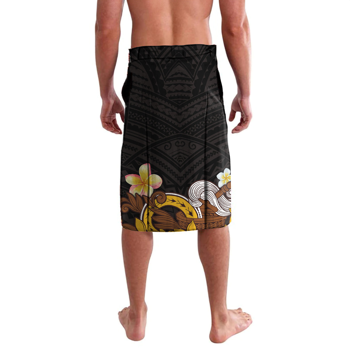 American Samoa Fue and Kava Bowl Lavalava Plumeria and Polynesian Pattern LT03 - Polynesian Pride