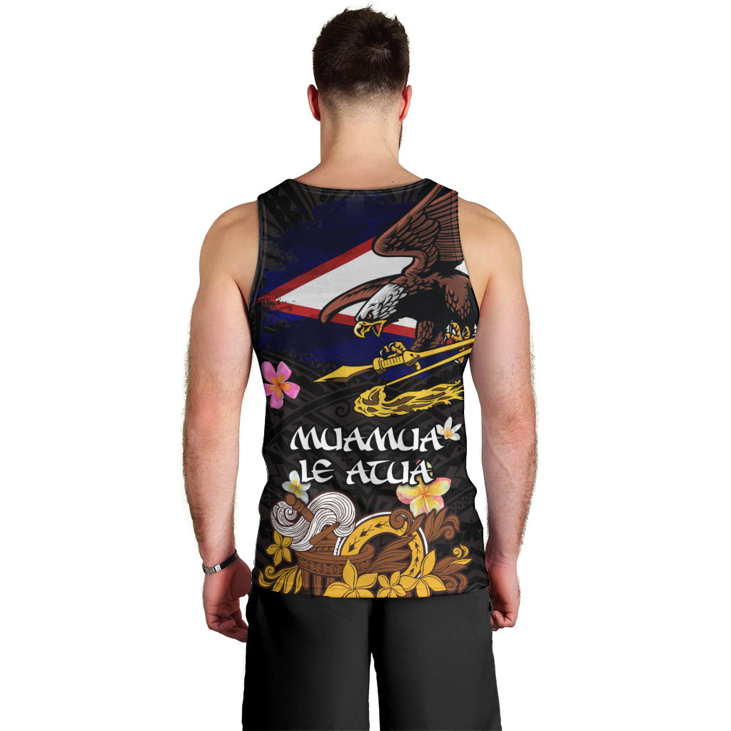 American Samoa Fue and Kava Bowl Men Tank Top Plumeria and Polynesian Pattern LT03 - Polynesian Pride