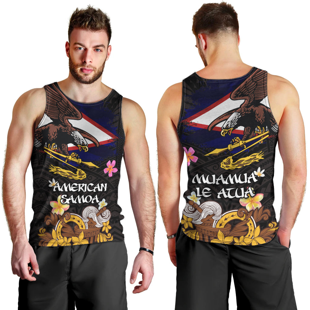 American Samoa Fue and Kava Bowl Men Tank Top Plumeria and Polynesian Pattern LT03 - Polynesian Pride