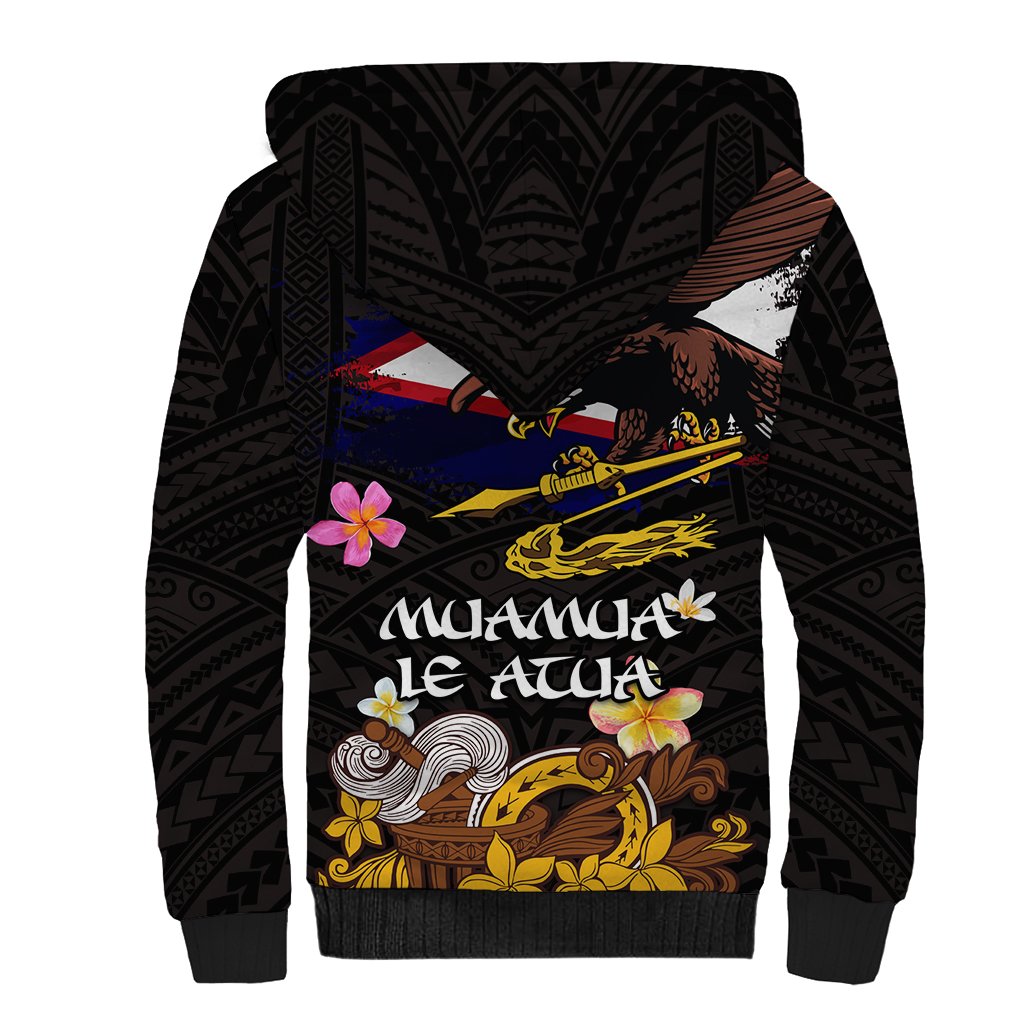 American Samoa Fue and Kava Bowl Sherpa Hoodie Plumeria and Polynesian Pattern LT03 - Polynesian Pride