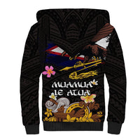 American Samoa Fue and Kava Bowl Sherpa Hoodie Plumeria and Polynesian Pattern LT03 - Polynesian Pride