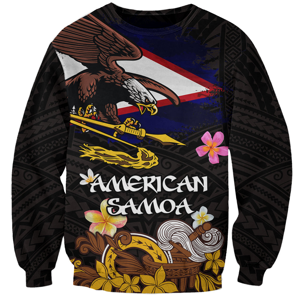 American Samoa Fue and Kava Bowl Sweatshirt Plumeria and Polynesian Pattern