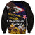 American Samoa Fue and Kava Bowl Sweatshirt Plumeria and Polynesian Pattern