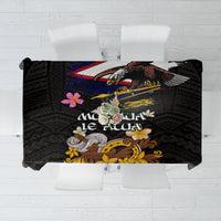 American Samoa Fue and Kava Bowl Tablecloth Plumeria and Polynesian Pattern LT03 Black - Polynesian Pride