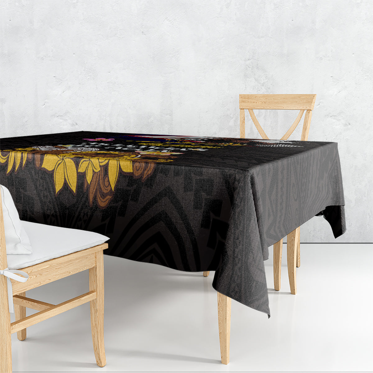 American Samoa Fue and Kava Bowl Tablecloth Plumeria and Polynesian Pattern LT03 - Polynesian Pride