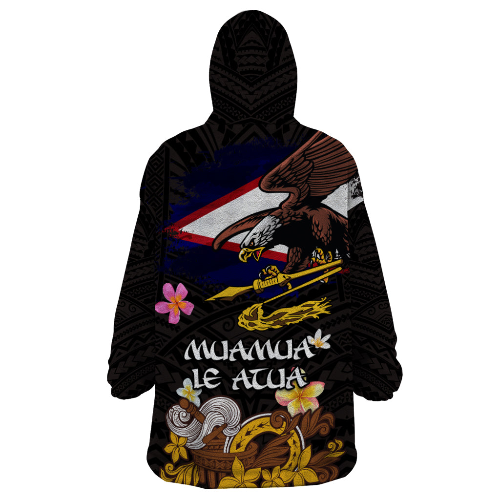 American Samoa Fue and Kava Bowl Wearable Blanket Hoodie Plumeria and Polynesian Pattern LT03 - Polynesian Pride