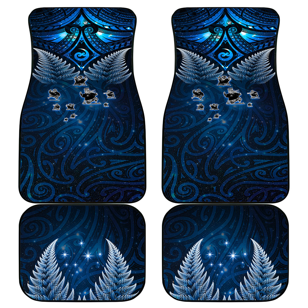 New Zealand Matariki Car Mats Maori Pattern and Kiwi Bird Haka Dance Sky Night