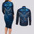 New Zealand Matariki Couples Matching Long Sleeve Bodycon Dress and Long Sleeve Button Shirt Maori Pattern and Kiwi Bird Haka Dance Sky Night