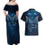 New Zealand Matariki Couples Matching Off Shoulder Maxi Dress and Hawaiian Shirt Maori Pattern and Kiwi Bird Haka Dance Sky Night