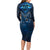 New Zealand Matariki Long Sleeve Bodycon Dress Maori Pattern and Kiwi Bird Haka Dance Sky Night