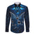 New Zealand Matariki Long Sleeve Button Shirt Maori Pattern and Kiwi Bird Haka Dance Sky Night